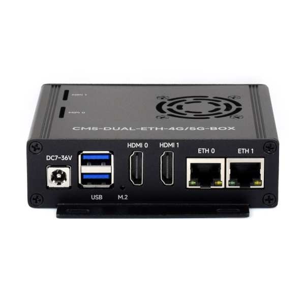 Dual Ethernet Base Board For Raspberry Pi CM5, Supports 4G / 5G Module, Dual 4K Display Outputs And Dual MIPI Interfaces, Onboard 40PIN GPIO Header And Dual USB 3.2 Gen1 Ports, PoE Module Support