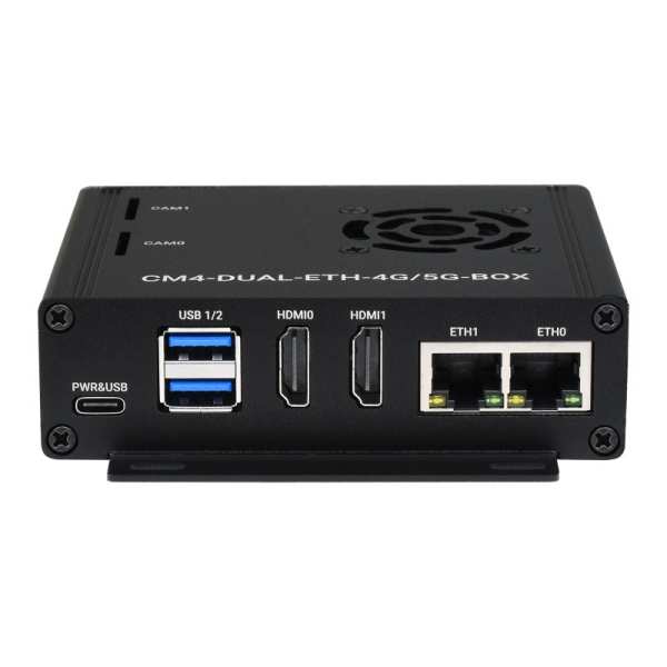 Dual Gigabit Ethernet 5G/4G Mini-Computer Based on Raspberry Pi Compute Module 4 (NOT Included), Metal Case, with Cooling Fan