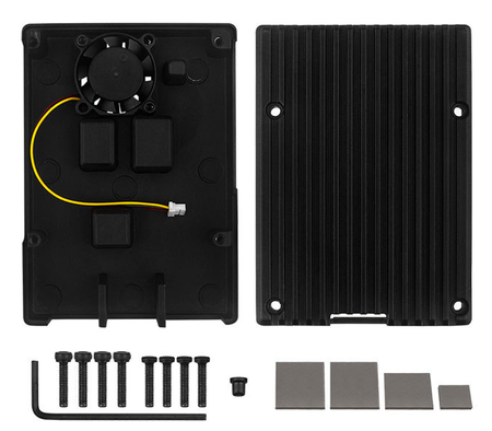 Custodia In Lega Di Alluminio Per Raspberry Pi 5b,Contenitore Protettivo In Metallo Con Dissipatore Di Calore A Raffreddamento Passivo Per Scheda Di Sviluppo