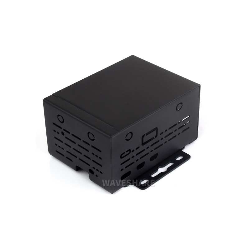 Industrial Grade Metal Case (D) for Raspberry Pi 5, Larger Internal Space, Supports Installing Official Cooling Fan And Various HATs, Wall-mount and Rail-mount Support