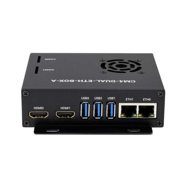 Dual Gigabit Ethernet Mini-Computer Based on Raspberry Pi Compute Module 4 (NOT Included), Metal Case, with Cooling Fan