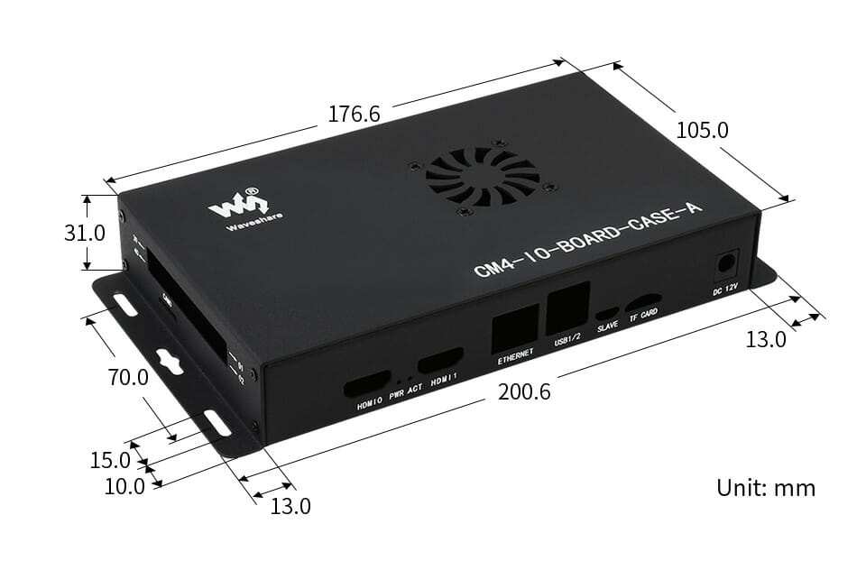Metal Box (A) for Raspberry Pi Compute Module 4 IO Board, with Cooling Fan