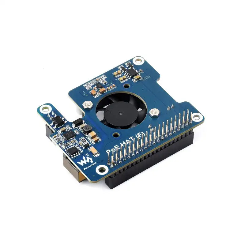 Power Over Ethernet HAT (F) For Raspberry Pi 5 / CM 5, High Power, Onboard Cooling Fan, With Metal Heatsink, Supports 802.3af/at network standard