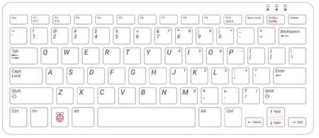 Raspberry Pi Official Keyboard (White/Red) – US Layout