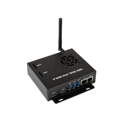 Dual Gigabit Ethernet Mini-Computer Based on Raspberry Pi Compute Module 4 (NOT Included), Metal Case, with Cooling Fan