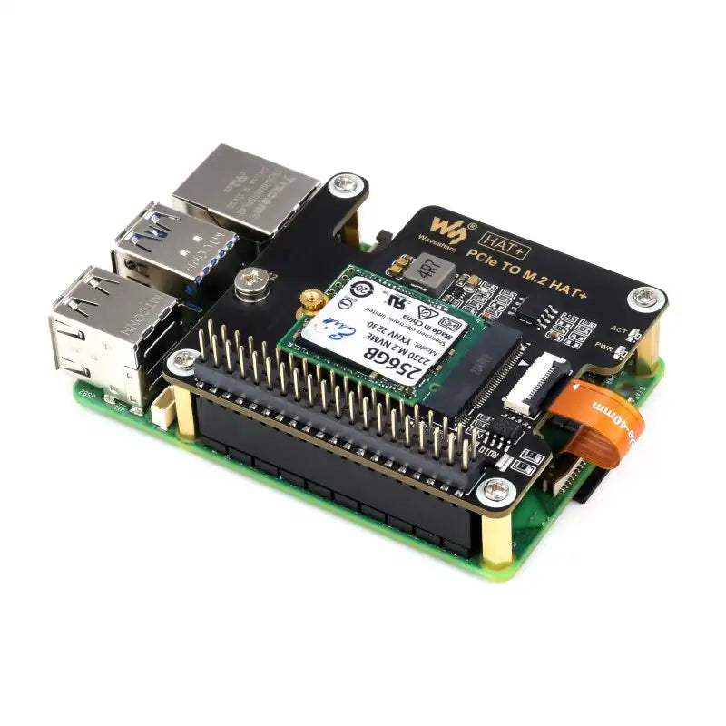 PCIe To M.2 Adapter for Raspberry Pi 5, Supports NVMe Protocol M.2 Solid State Drive, High-speed Reading/Writing, HAT + Standard