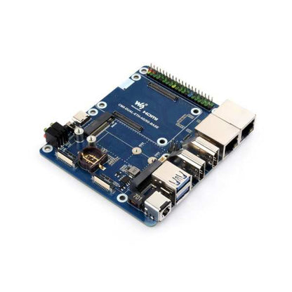 Dual Ethernet Base Board For Raspberry Pi CM5, Supports 4G / 5G Module, Dual 4K Display Outputs And Dual MIPI Interfaces, Onboard 40PIN GPIO Header And Dual USB 3.2 Gen1 Ports, PoE Module Support