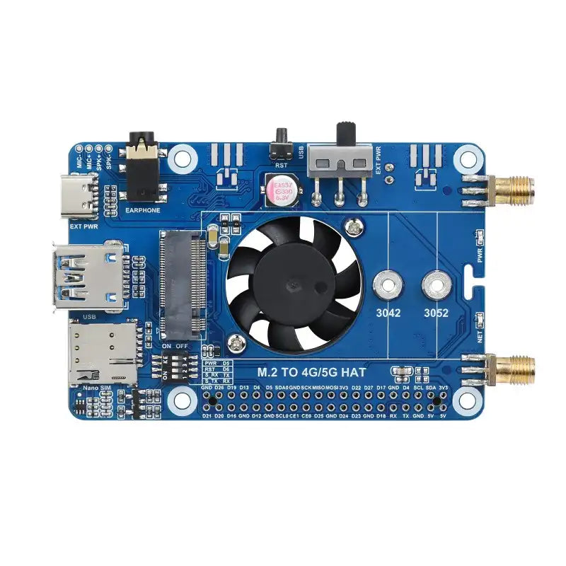 SIM7600G-H M.2 4G HAT for Raspberry Pi, LTE CAT4 High Speed, 4G/3G/2G, GNSS, Global Band