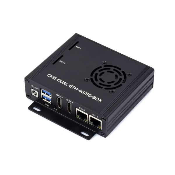 Dual Ethernet Base Board For Raspberry Pi CM5, Supports 4G / 5G Module, Dual 4K Display Outputs And Dual MIPI Interfaces, Onboard 40PIN GPIO Header And Dual USB 3.2 Gen1 Ports, PoE Module Support