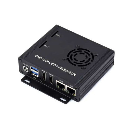 Dual Ethernet Base Board For Raspberry Pi CM5, Supports 4G / 5G Module, Dual 4K Display Outputs And Dual MIPI Interfaces, Onboard 40PIN GPIO Header And Dual USB 3.2 Gen1 Ports, PoE Module Support