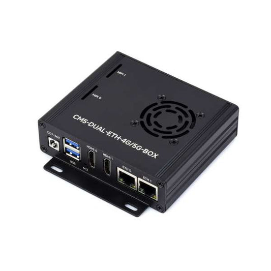 Dual Ethernet Base Board For Raspberry Pi CM5, Supports 4G / 5G Module, Dual 4K Display Outputs And Dual MIPI Interfaces, Onboard 40PIN GPIO Header And Dual USB 3.2 Gen1 Ports, PoE Module Support