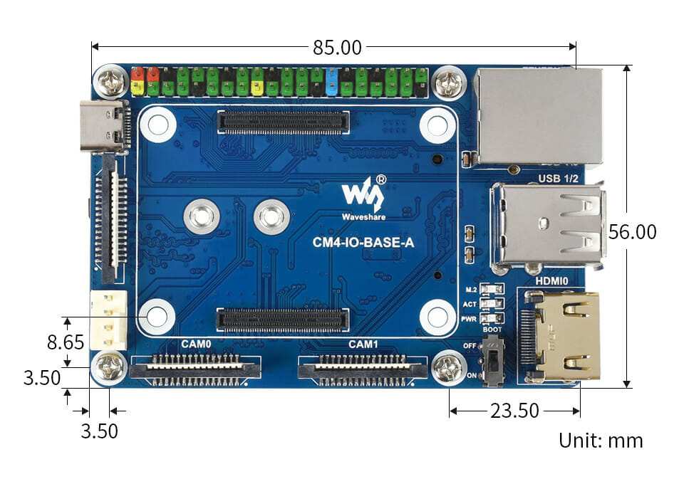 Mini Base Board (A) Designed for Raspberry Pi Compute Module 4