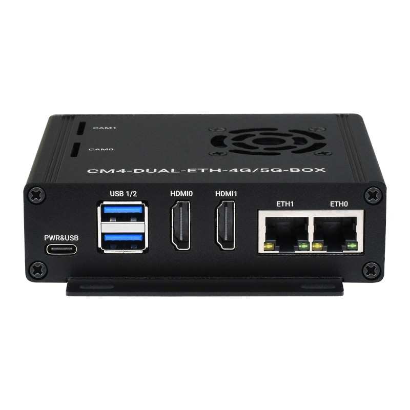 Dual Gigabit Ethernet 5G/4G Mini-Computer Based on Raspberry Pi Compute Module 4 (NOT Included), Metal Case, with Cooling Fan