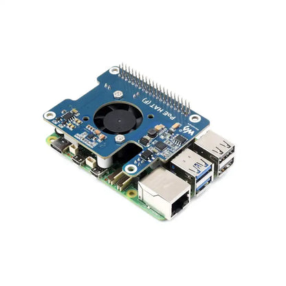 Power Over Ethernet HAT (F) For Raspberry Pi 5 / CM 5, High Power, Onboard Cooling Fan, With Metal Heatsink, Supports 802.3af/at network standard